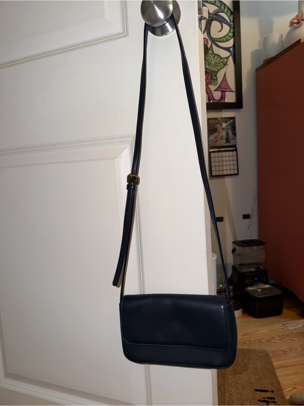 Brandy Melville Navy Leather Crossbody Shoulder Bag